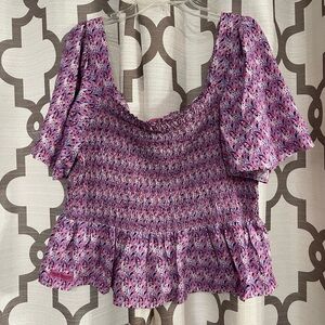 Simply Southern Purple Floral Smocked Blouse